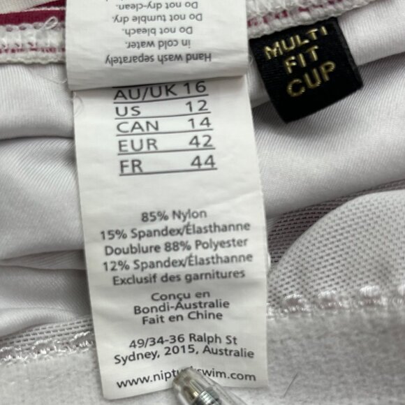 Niptuck Swim 12 Red White Striped One Piece Swim Suit Swim Wear Bathing Suit - Picture 8 of 12